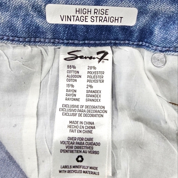 Seven7 High Rise Vintage Straight Distressed Jeans Size 14 New With Tags - Picture 8 of 12
